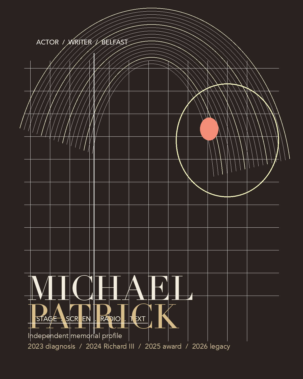 Abstract editorial artwork created for the Michael Patrick memorial profile